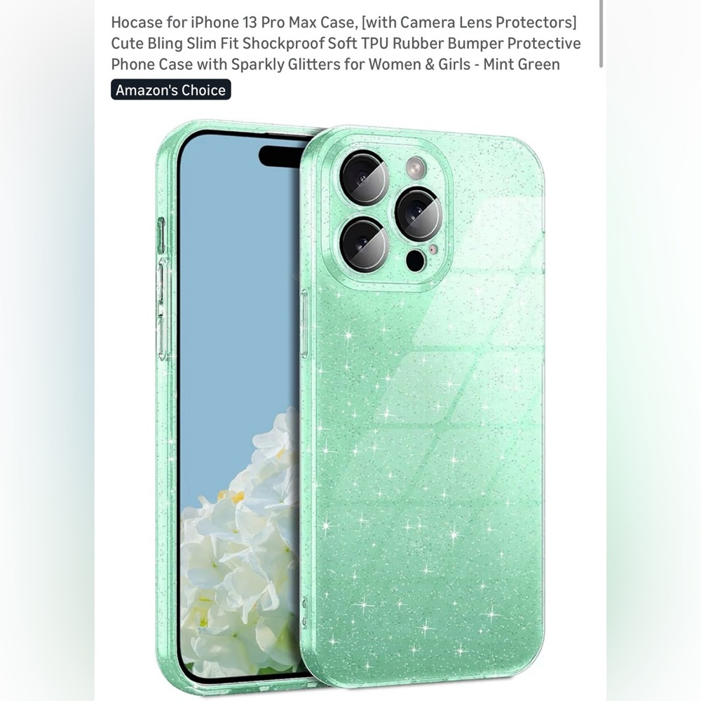 Mint Green Glitter Case for iPhone 13 Pro Max